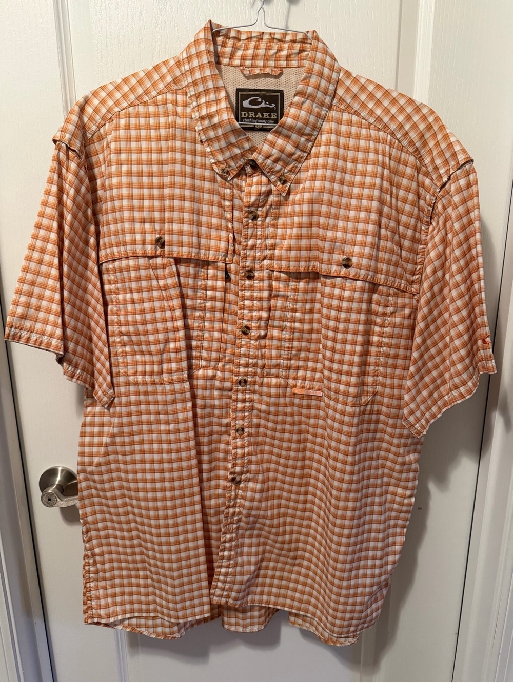 Drake Orange Plaid Short-Sleeve Button-Down Shirt